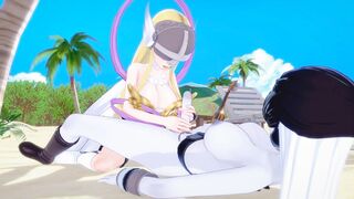 дэдзимон (Digimon) Хентай 3D Angewomon x Леди Девимон (Фута)