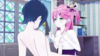 Sakura Miko and I have intense sex in the bedroom. - Hololive VTuber Hentai