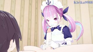Minato Aqua and I have intense sex in the bedroom. - Hololive VTuber Hentai