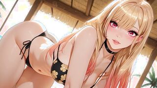 Marin having rought sex on a private beach (AI-generated)