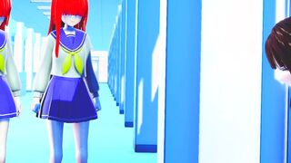 Blue Archive Rio tries a Futa Masturbation device in public