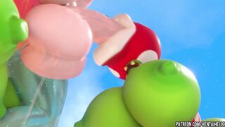 FUTA Princess Peach cumming from deepthroat blowjob 3D animation