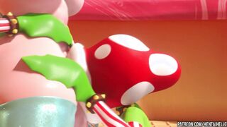 FUTA Princess Peach cumming from deepthroat blowjob 3D animation