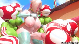 FUTA Princess Peach cumming from deepthroat blowjob 3D animation