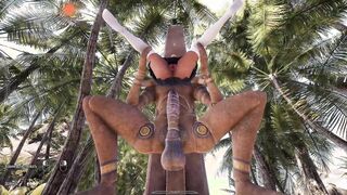her ass is made for the huge cock of the awakened statue that rhythmically fucks her