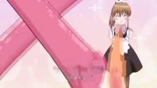 Maid masturbates hard as her boss watches
