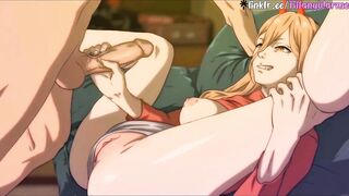 Power & Makima Seduce Denji to Fuck