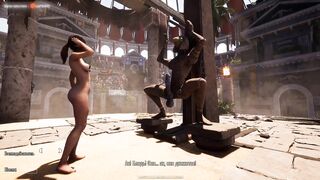 The ancient statue woke up and began to pound Lara in all her holes, filling her with sperm. 3D Hentai Game. part 1