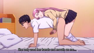 The Gyaru I Hang Out With Let's Me Use Her Pussy 4 - Busty hentai student gives wet handjob