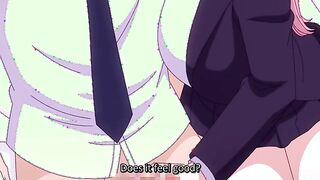 The Gyaru I Hang Out With Let's Me Use Her Pussy 4 - Busty hentai student gives wet handjob