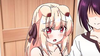 My Ideal Life in Another World 3 - Two catgirls give a hentai double blowjob