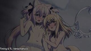 My Ideal Life in Another World 3 - Two catgirls give a hentai double blowjob