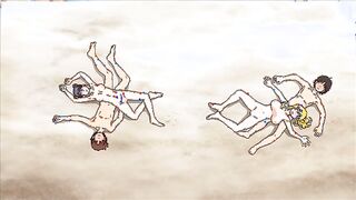 Honey Blonde 2 ep2 - Two couples have public hentai sex at the beach