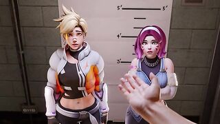 Tracer and D.Va In Trouble - They get handcuffed and 3D anal gangbanged