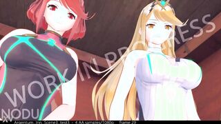 Hentai threesome with xenoblade 2 hotties