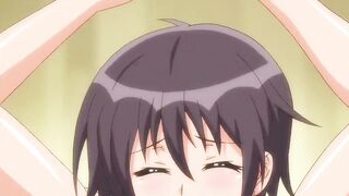 Hentai men threesome with busty curvy women