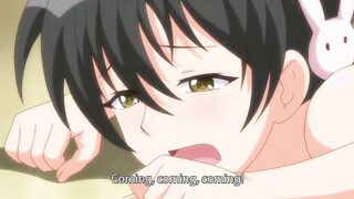 Hentai men threesome with busty curvy women