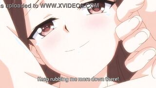 Hentai men threesome with busty curvy women