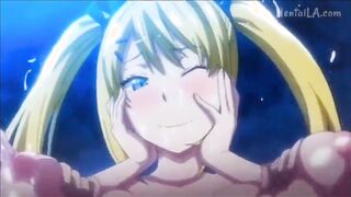Hentai with Spanish subtitles - Busty blonde asks her best friend to fuck her in the pool