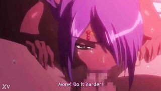 Dark skinned hentai babe receives a load
