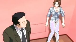 Hentai MILF with natural tits tries elevator sex