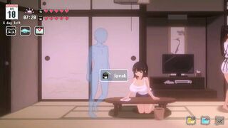 Cute brunettes and a guy has sex in erotic hentai ryona gameplay video