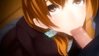Busty hentai cutie sucking cock and getting fucked in tight pussy