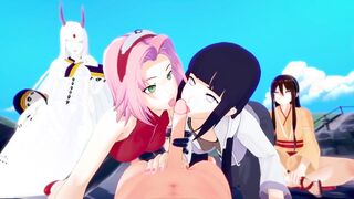 Sakura and Tsunade make a fuckfest with Hinata Himawari and Kaguya Naruto hentai 3d