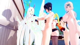 Sakura and Tsunade make a fuckfest with Hinata Himawari and Kaguya Naruto hentai 3d