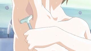 Hentai-He cums while watching a beautiful busty