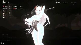 Cute lady with an umbrella having sex with a fat man in Thornsin erotic hentai game