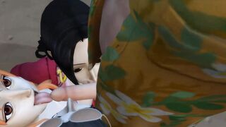 Hentai Porn with Nami Boa Nico and Master Roshi