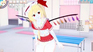 [Eroge Koikatsu! ] Touhou project Flandre Scarlet's boobs rubbed and Nio standing handjob fellatio sex after being serve