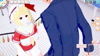 [Eroge Koikatsu! ] Touhou project Flandre Scarlet's boobs rubbed and Nio standing handjob fellatio sex after being serve