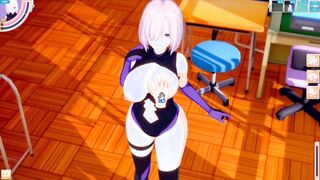 [Eroge Koikatsu! ] FGO Mash's boobs rubbed and Nio standing handjob Blow sex after having you serve! Big Breasts Hentai