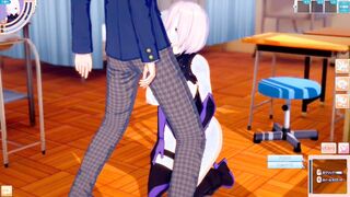 [Eroge Koikatsu! ] FGO Mash's boobs rubbed and Nio standing handjob Blow sex after having you serve! Big Breasts Hentai
