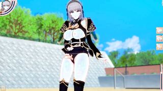 [Eroge Koikatsu! ] Etch after having a handjob blowjob service by rubbing the breasts of a silver-haired big breasts fem