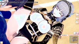 [Eroge Koikatsu! ] Etch after having a handjob blowjob service by rubbing the breasts of a silver-haired big breasts fem