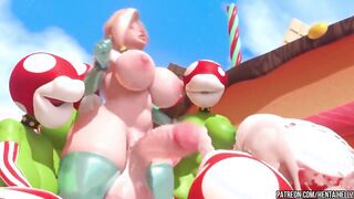 Princess Peach getting some SLOPPY TOPPY! - Futanari animation