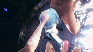 Genshin Impact Hentai - 2 boys doing sex with Eula, She suck 2 coocks