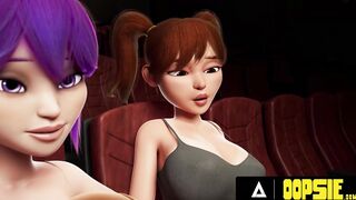 OOPSIE - Three Futanari Friends Whip Out Cocks For Wild Hardcore Threesome In Theater! ANIMATED PORN!