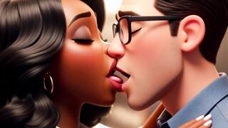 black married woman cheats with nerdy white guy in motel (AI generated)