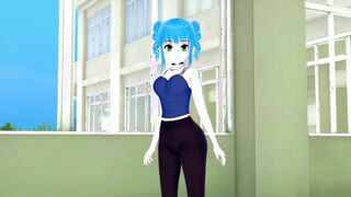 Hot blue haired anime girl takes huge dick - Hentai anime
