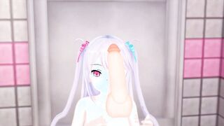 Cute purple haired anime girl rammed in the shower room - Hentai anime
