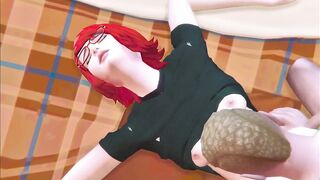 3D Animation Hentai: Redhead's first time with cum in pussy