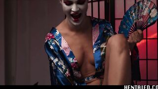 Japanese Female Domination - Geisha Cherry Kiss demands for COCK!! Big Dick Creampie & Cum in Mouth