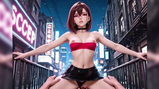 Hentai 3D ( Dandadan ) Momo Ayase horny in the middle of the street Momo fucking on the floor