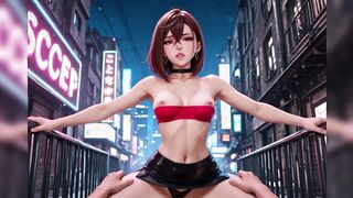 Hentai 3D ( Dandadan ) Momo Ayase horny in the middle of the street Momo fucking on the floor