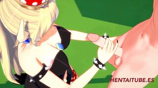 Hentai Bowsette handjob & Blowjob