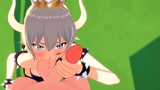 Hentai Bowsette handjob & Blowjob